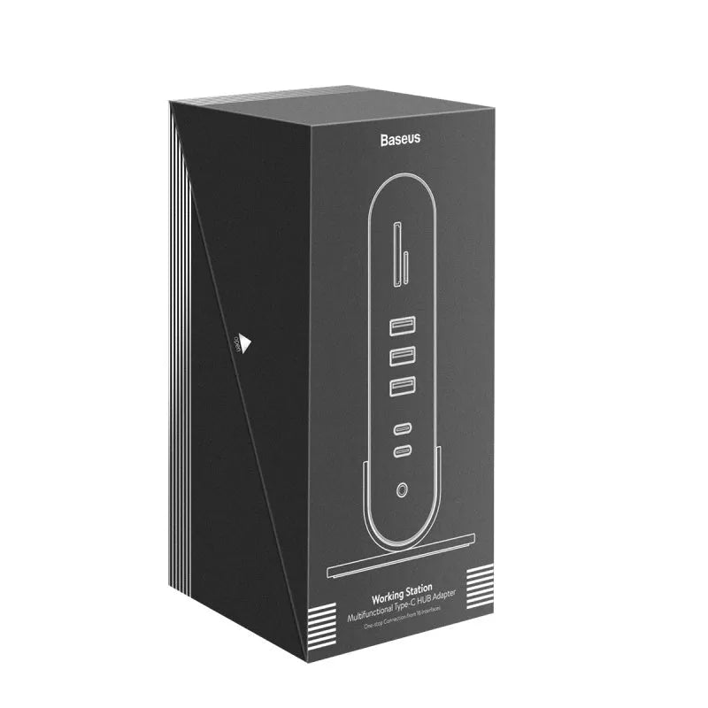Deep space grey 16-in-1 Type-C docking station hub with multiple connectivity ports
