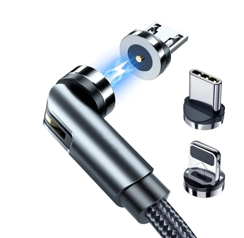 Essager rotating magnetic USB charging cable with blue LED light indicator in black colour