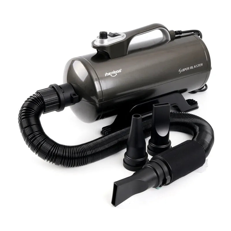 Black dual-motor pet grooming dryer 2200W with handle, 48x27x25cm, for dogs and cats