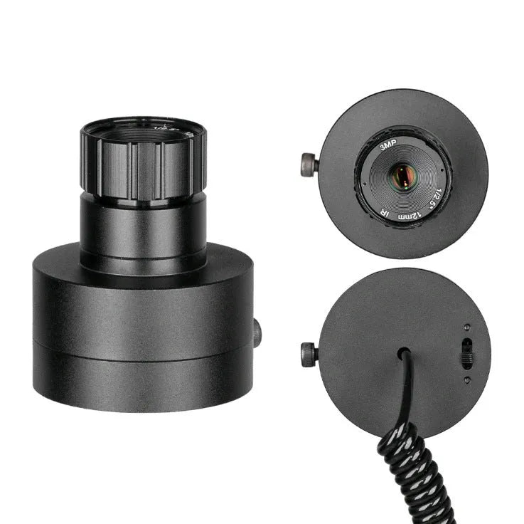Black digital night vision goggles with a large front lens and a 5-inch LCD display screen on the unit.