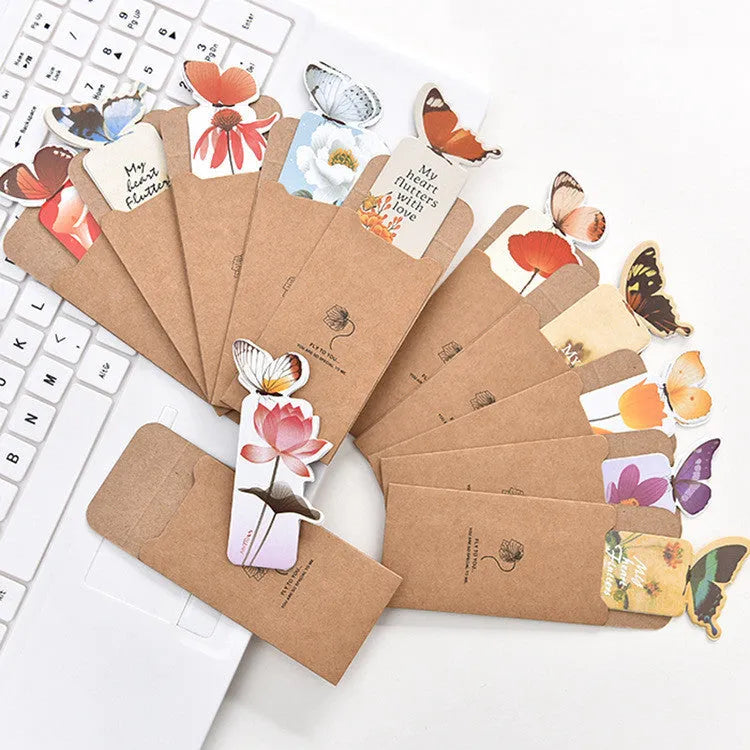 Butterfly design paper bookmark measuring 13.5cm by 5.5cm for stationery and gifting