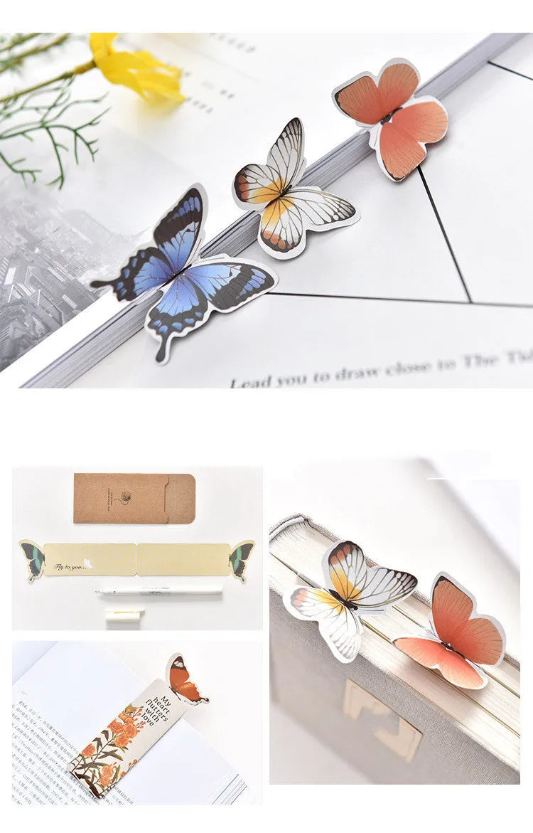 Butterfly design paper bookmark measuring 13.5cm by 5.5cm for stationery and gifting