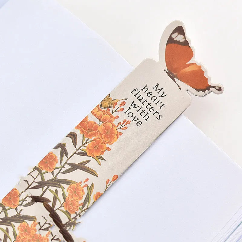 Butterfly design paper bookmark measuring 13.5cm by 5.5cm for stationery and gifting