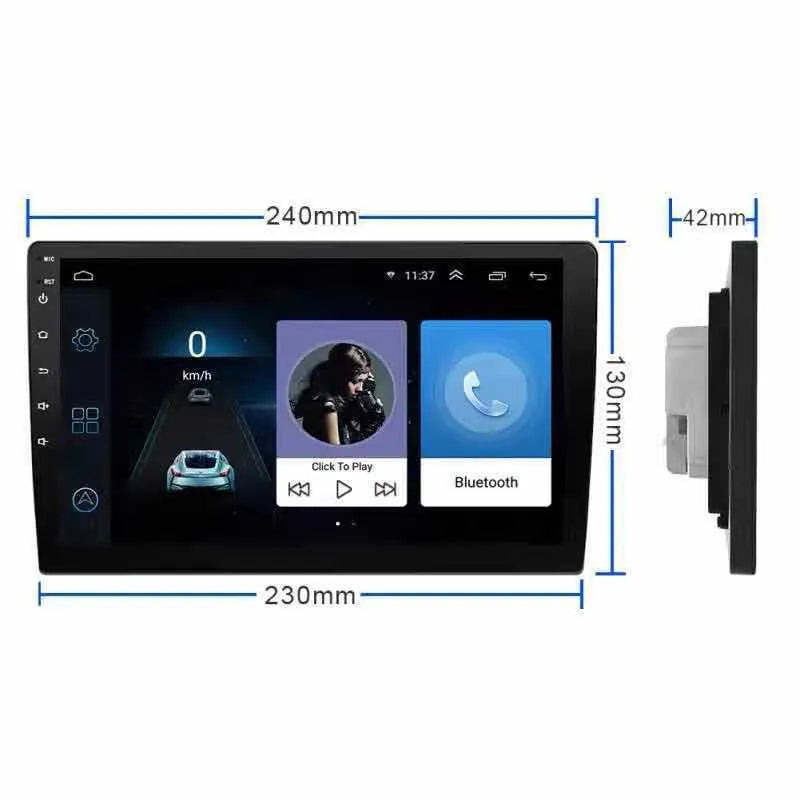 Black GM Android car navigator with rotating LCD screen in dashboard mounting position