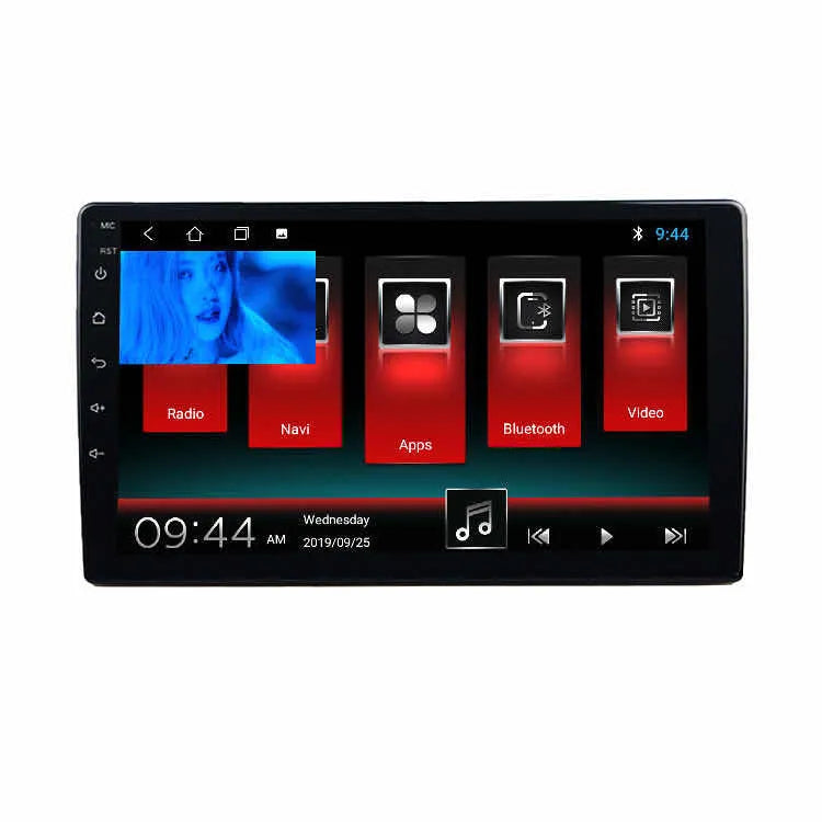 Black GM Android car navigator with rotating LCD screen in dashboard mounting position