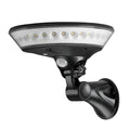 White outdoor solar light with 360-degree dome design on a stake, featuring a top-mounted solar panel.