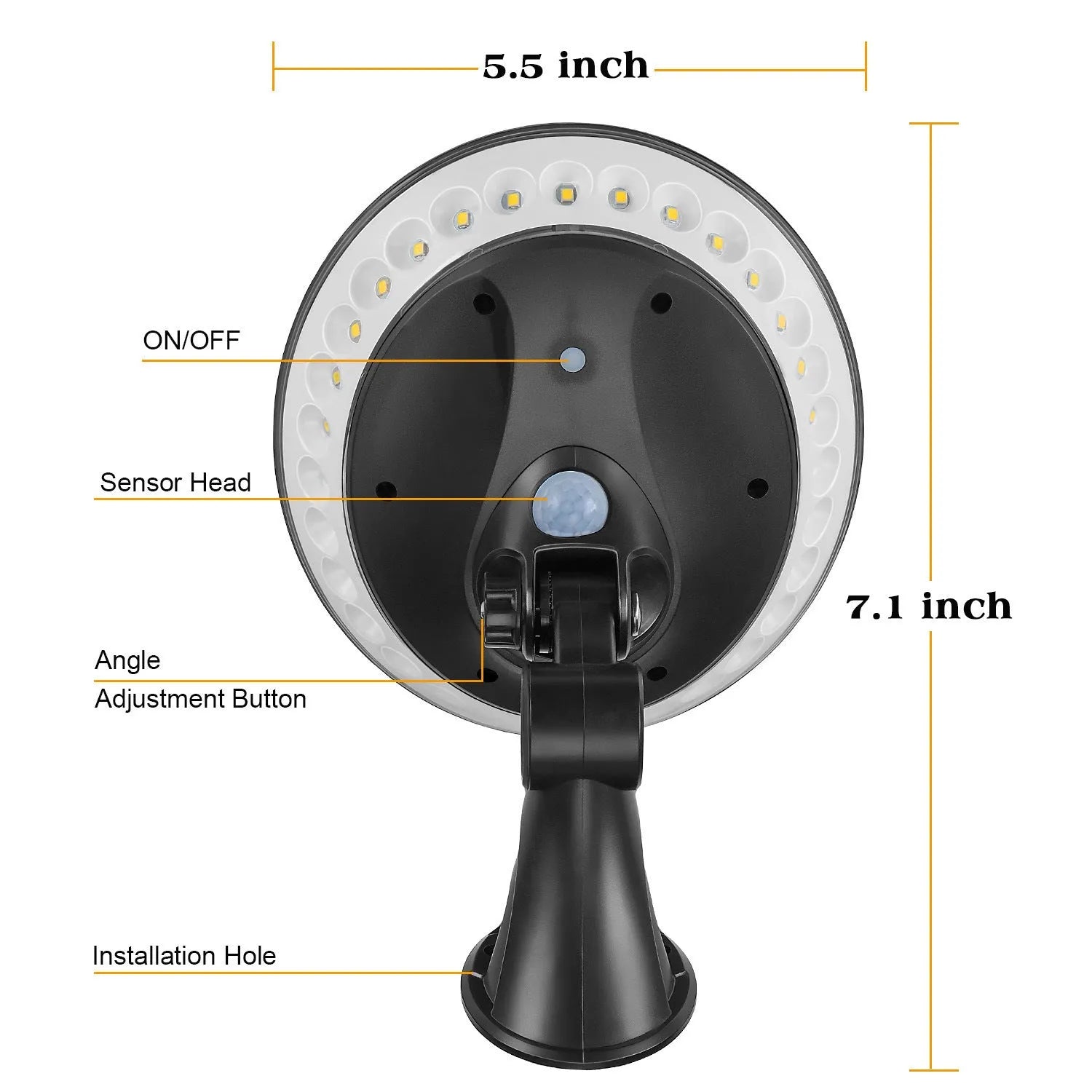 White outdoor solar light with 360-degree dome design on a stake, featuring a top-mounted solar panel.