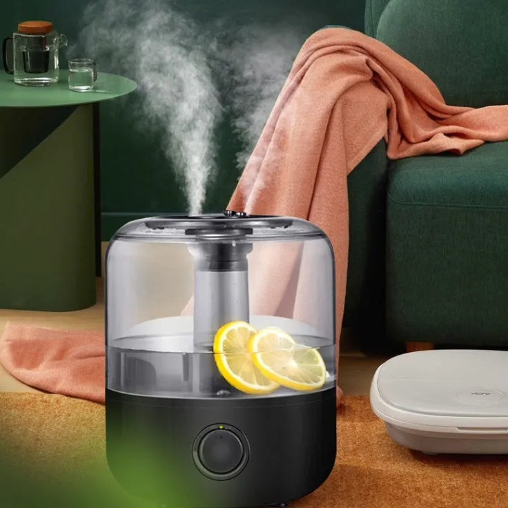 White bedside humidifier with mechanical controls and 3-litre water tank