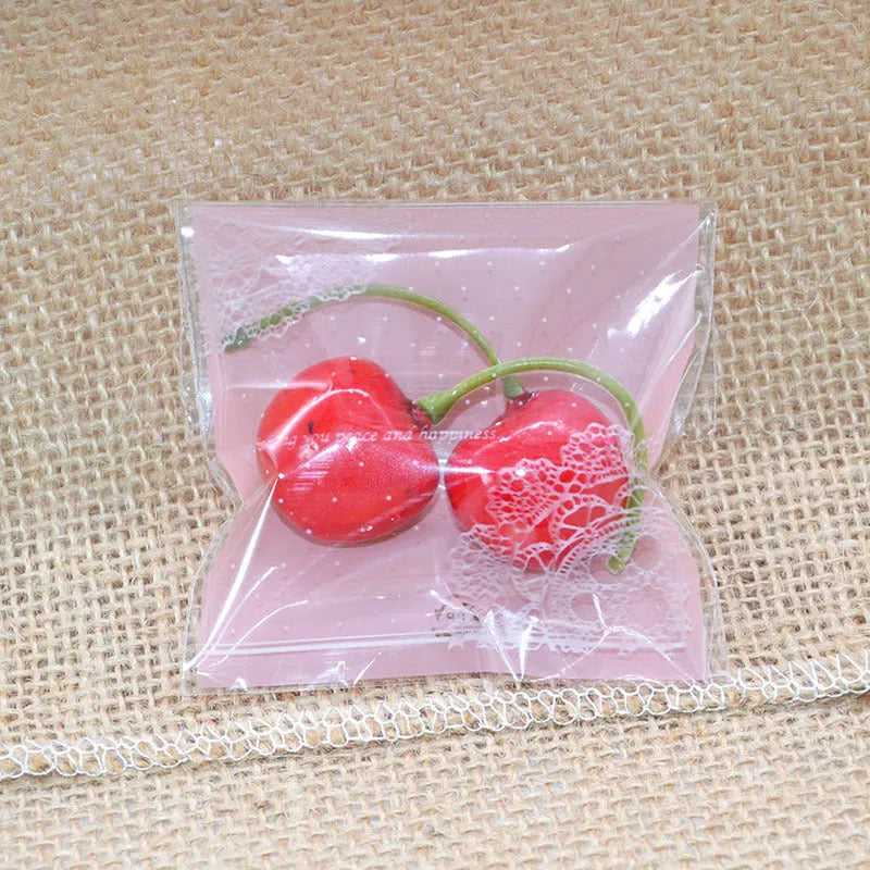 Pink self-adhesive plastic packaging bags for handmade soap with UV printed finish