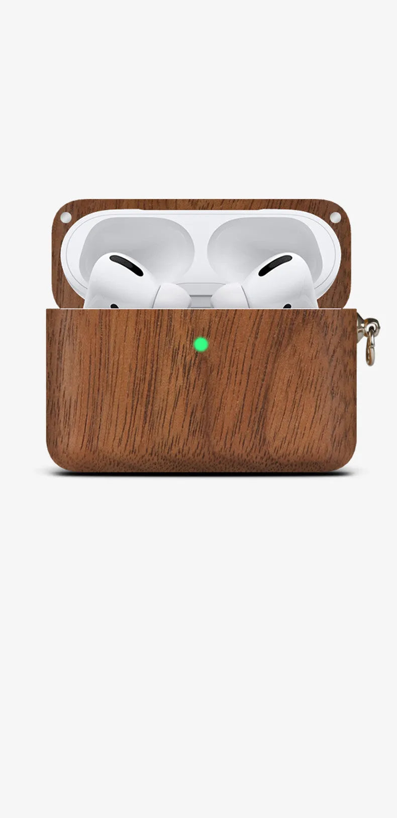 Solid wood Bluetooth earphone sleeve in bamboo finish with lanyard for wireless earphone case protection