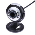 USB computer webcam with ring of six built-in LED lights around the lens