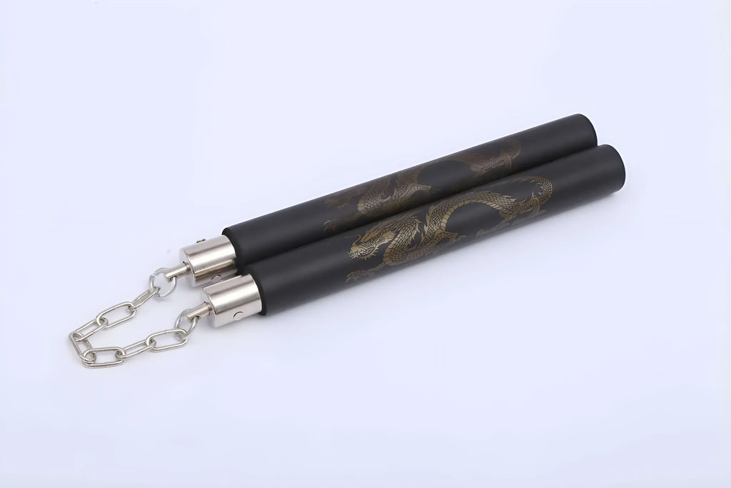 Sponge nunchaku training sticks with soft EVA foam coating in multiple colour options