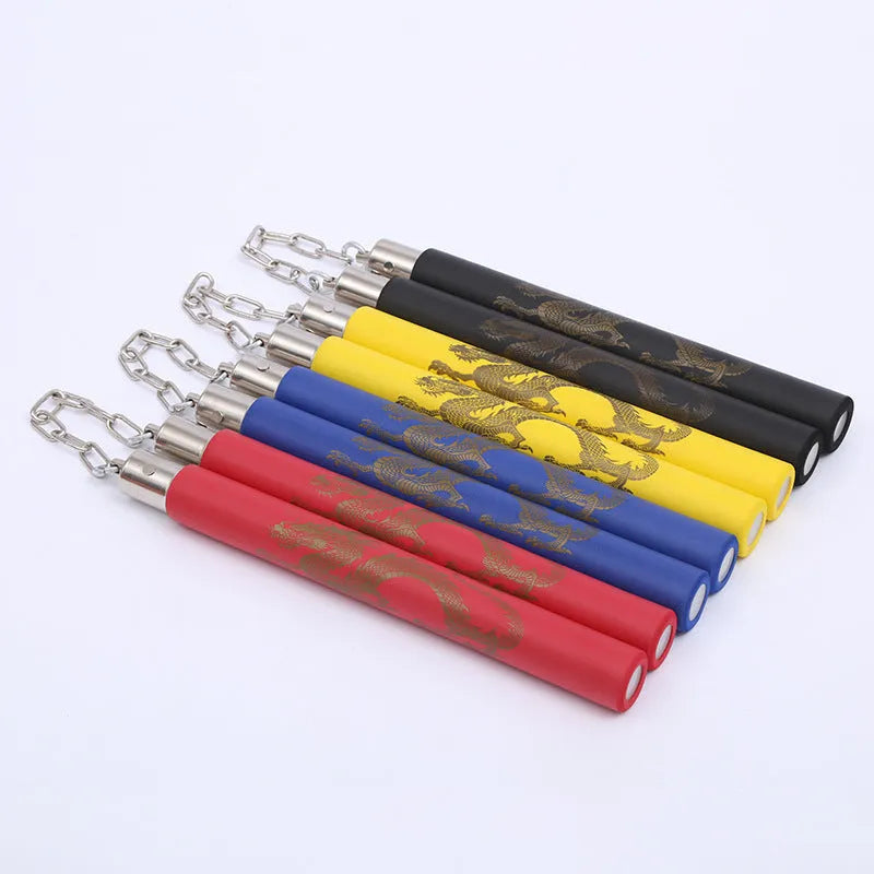 Sponge nunchaku training sticks with soft EVA foam coating in multiple colour options