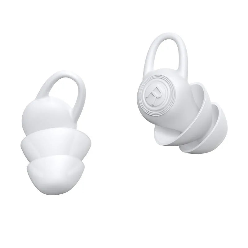 White soft silicone reusable ear plugs for noise reduction and sound insulation