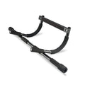 Black indoor pull-up bar fitness equipment with steel construction and tension bar