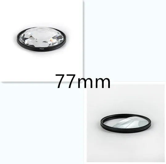 77mm half moon mirror split focus filter for DSLR cameras with cleaning cloth and protective bag