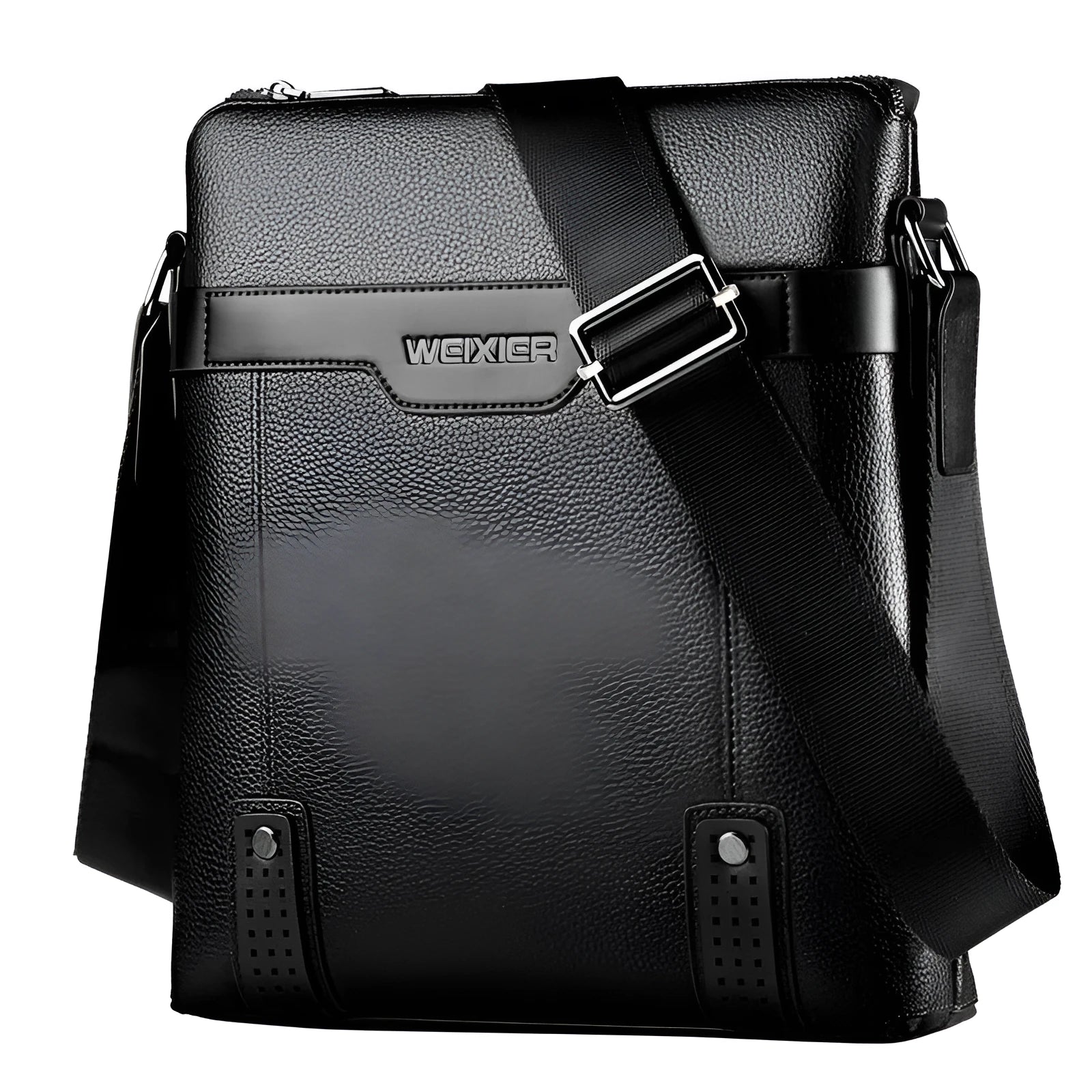 Men's medium shoulder bag in PU leather with zipper opening and square shape