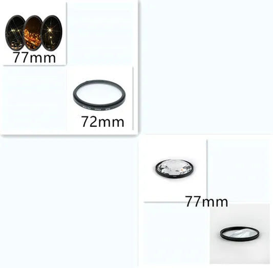 77mm half moon mirror split focus filter for DSLR cameras with cleaning cloth and protective bag