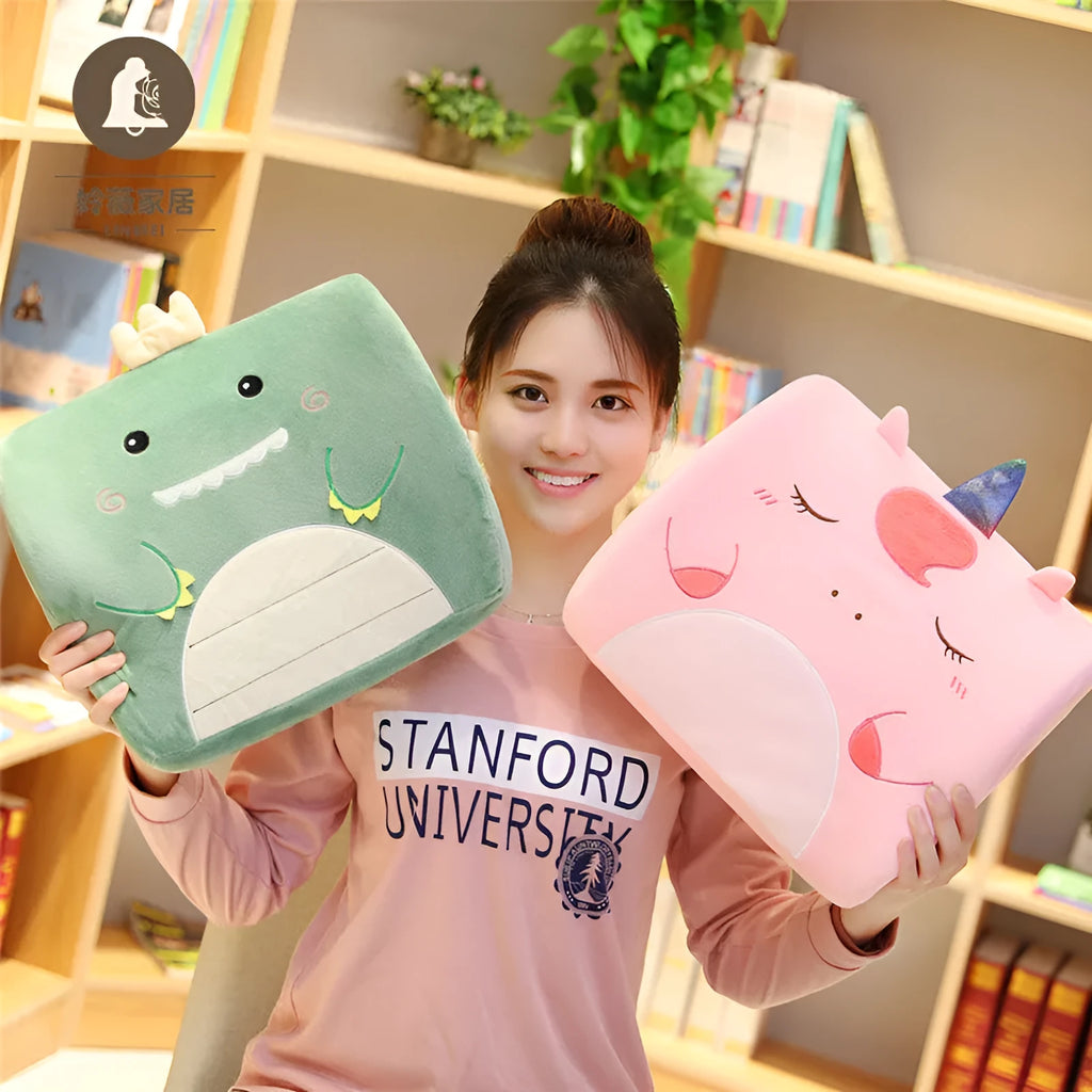 Cartoon memory foam car seat cushion with embroidered design and removable washable cover in various character styles