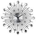 Large silver metal round wall clock with numeric display and silent quartz movement