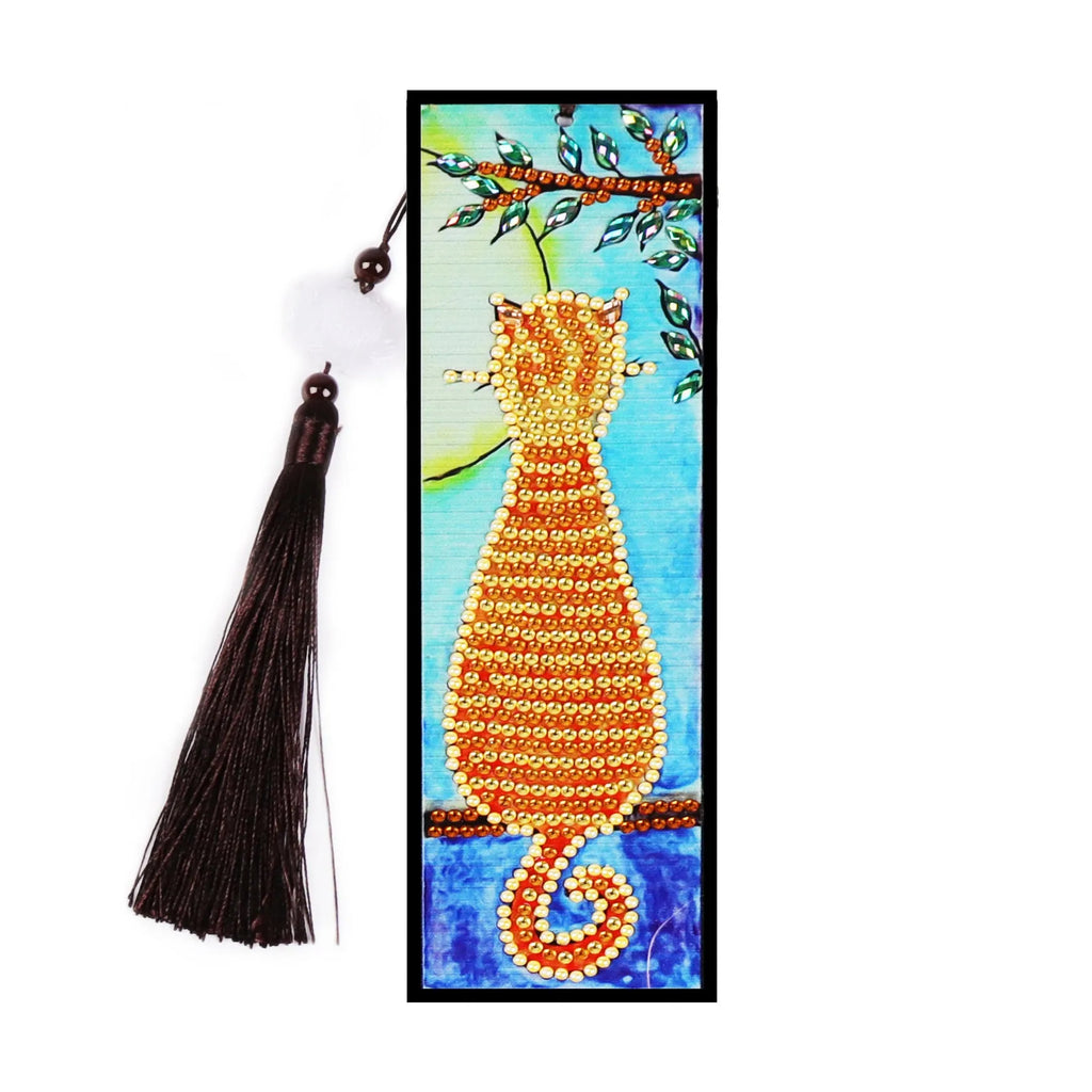 DIY diamond painting bookmark kit with a sparkling mandala flower design on a PVC base.