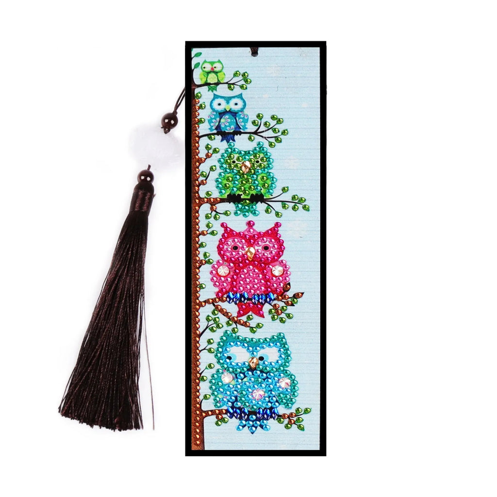 DIY diamond painting bookmark kit with a sparkling mandala flower design on a PVC base.