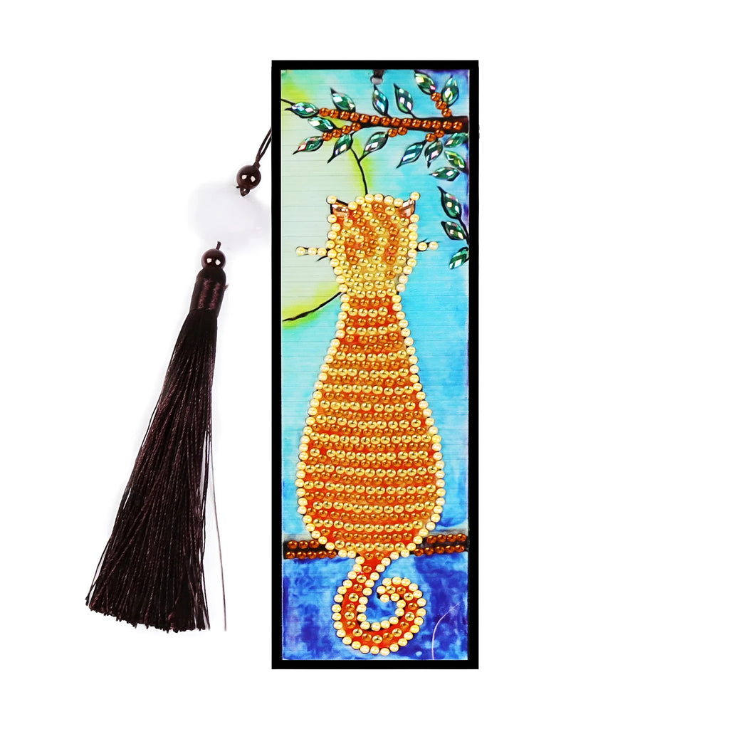 DIY diamond painting bookmark kit with a sparkling mandala flower design on a PVC base.