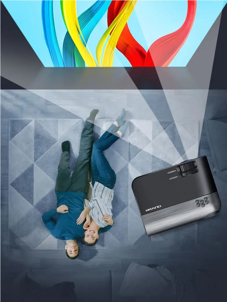 Portable wireless projector with 8K Blu-ray lens for daytime viewing and AI voice control