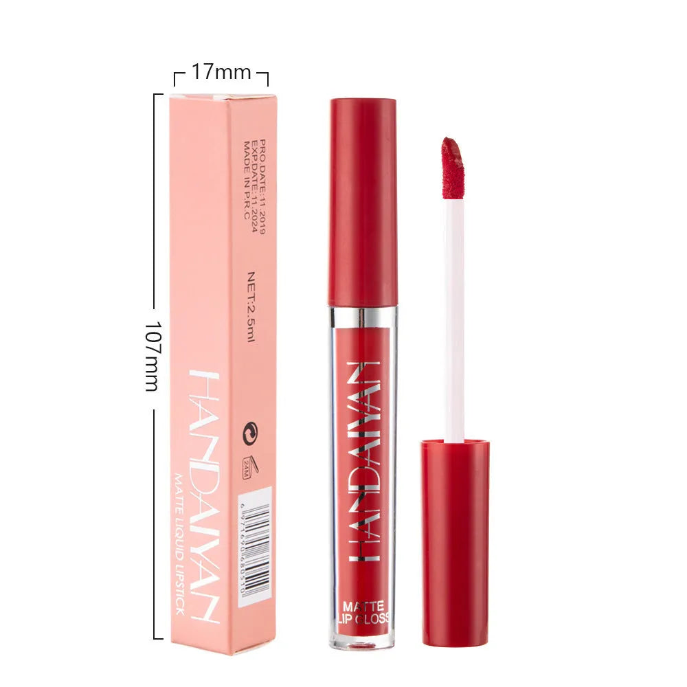 HANDAIYAN matte non-stick cup liquid lipstick in choice of 13 colours, 2.5ml size.