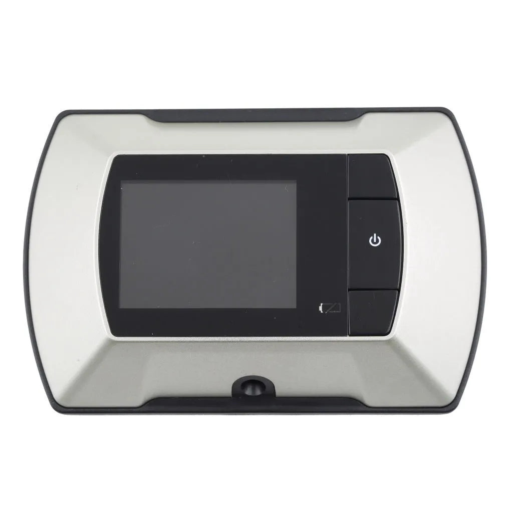 Digital wireless door peephole camera kit with LCD monitor and outdoor camera unit.