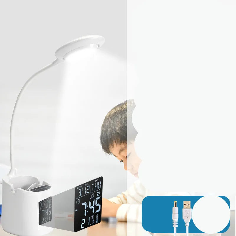 White USB desk lamp with touch control for study and reading