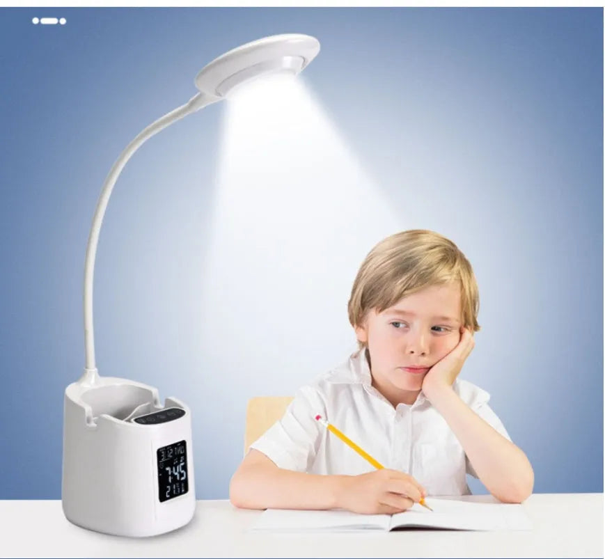 White USB desk lamp with touch control for study and reading