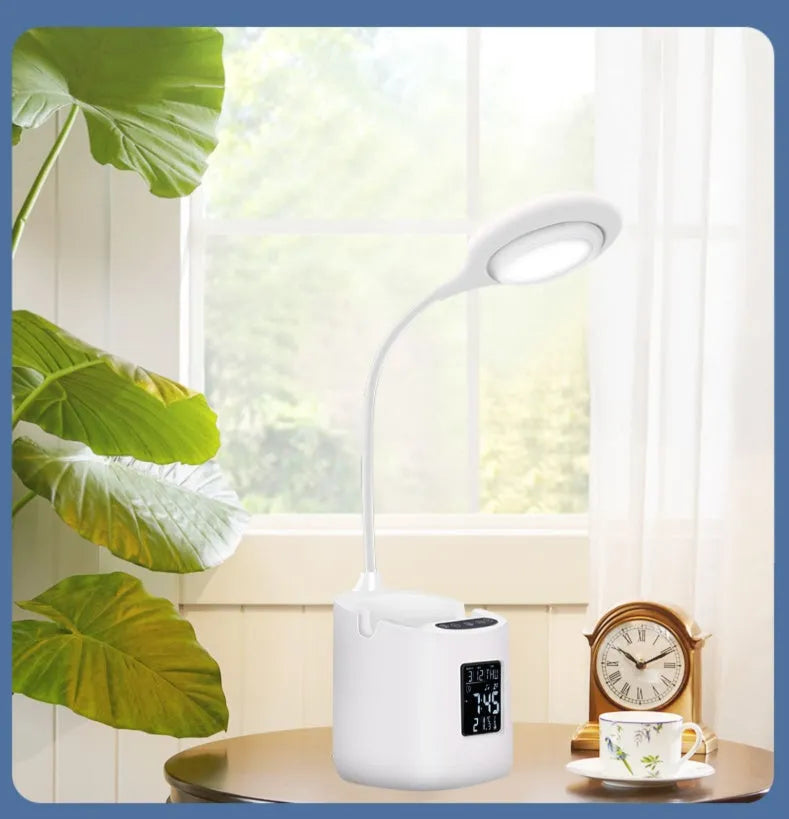 White USB desk lamp with touch control for study and reading