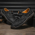 Men's plain pattern casual leather shoes with round toe in black, gold and khaki colours
