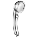 Blue ABS handheld shower head with a universal 4-point connection interface.