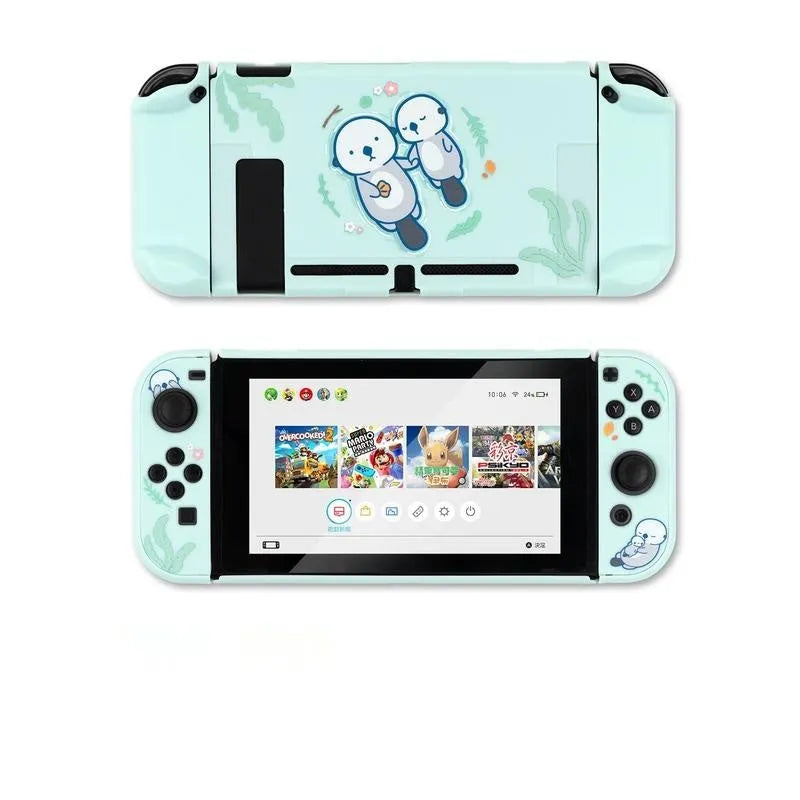 Nintendo Switch Lite hard shell protective case with silicone grip sleeve and screen protector