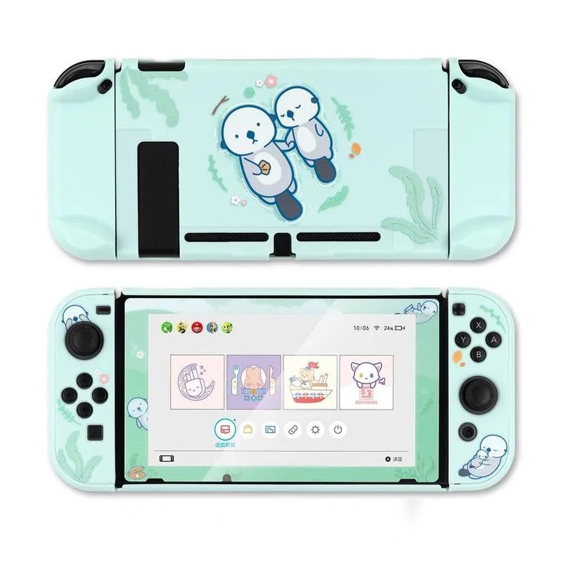 Nintendo Switch Lite hard shell protective case with silicone grip sleeve and screen protector