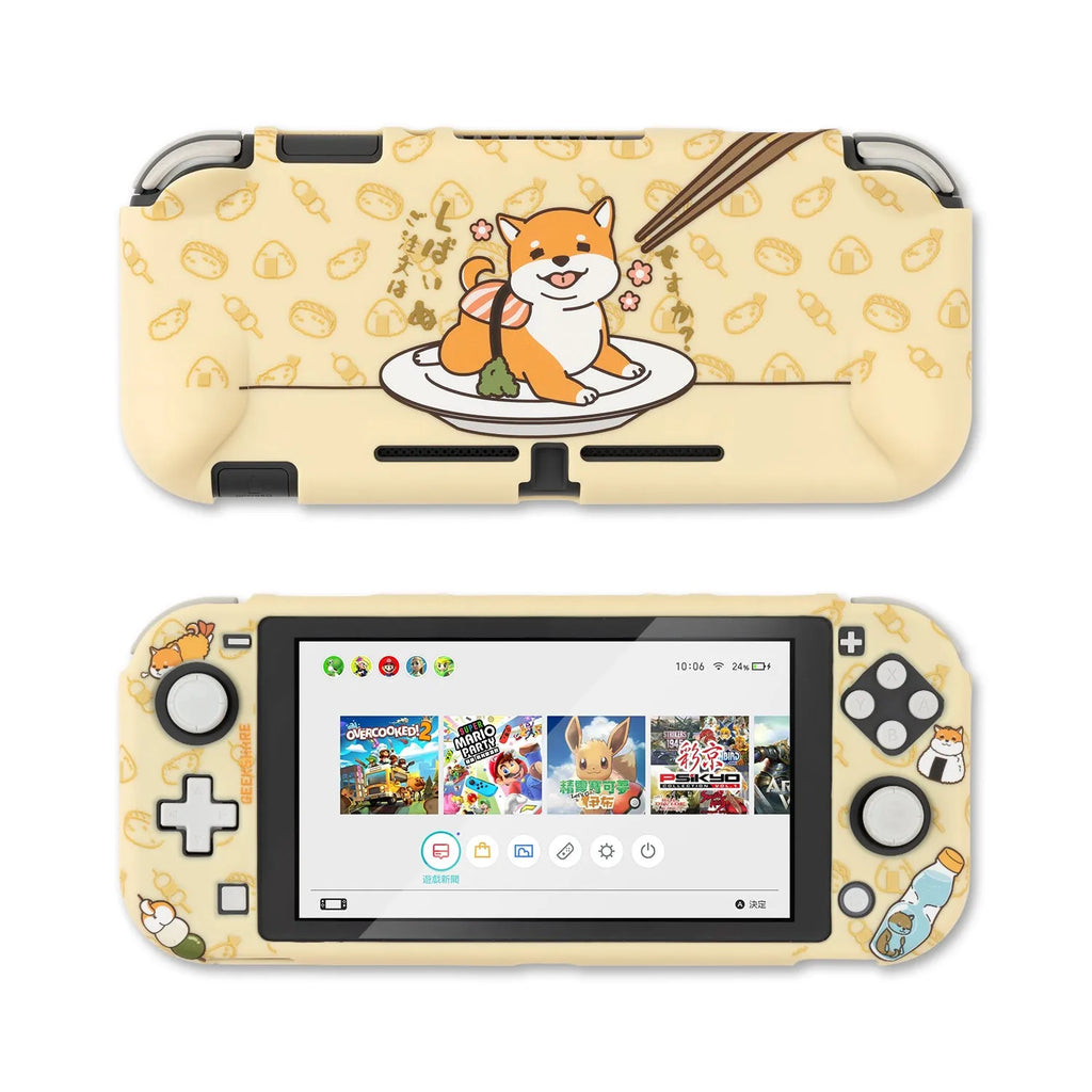 Nintendo Switch Lite hard shell protective case with silicone grip sleeve and screen protector