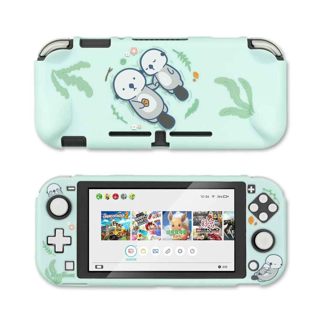 Nintendo Switch Lite hard shell protective case with silicone grip sleeve and screen protector