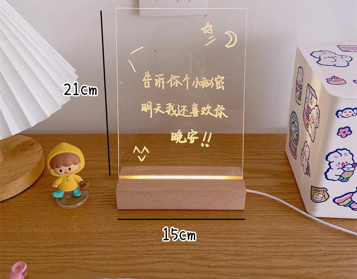 Bedside lamp with LED light and erasable message board in multiple style options