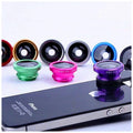 Smartphone camera lens kit with fisheye, macro, and wide angle lenses in aluminium alloy housing