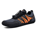 A pair of quick-drying outdoor wading shoes with mesh upper and rubber soles in red colour