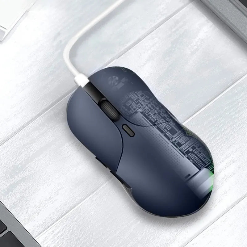 Blue smart voice translation wireless mouse with voice control button and 2.4G USB receiver