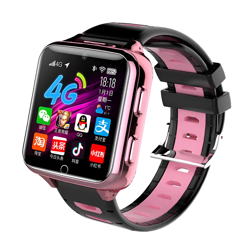 Children's smart watch with touch screen, camera and sport strap in black, blue or pink colours