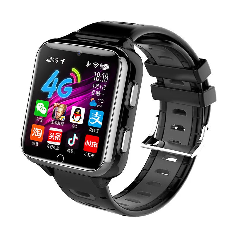 Children's smart watch with touch screen, camera and sport strap in black, blue or pink colours