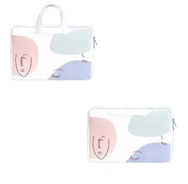 Blue waterproof PU leather girls laptop bag for 15.6-inch notebooks with soft handle
