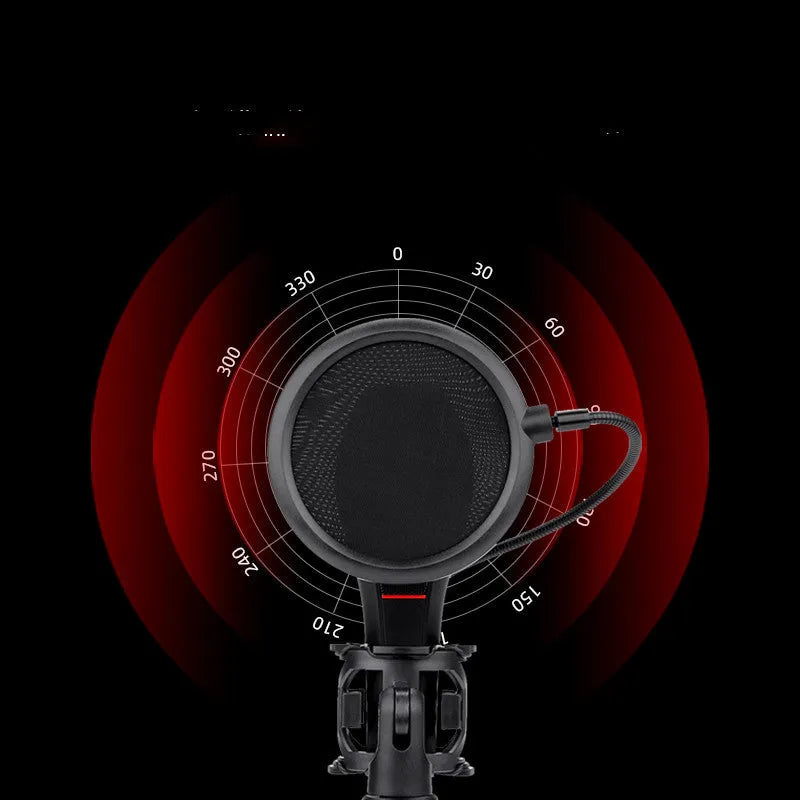 Black USB live broadcast microphone for game anchors with noise reduction