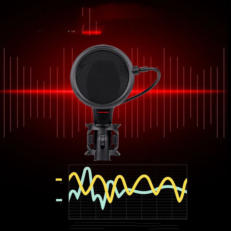 Black USB live broadcast microphone for game anchors with noise reduction