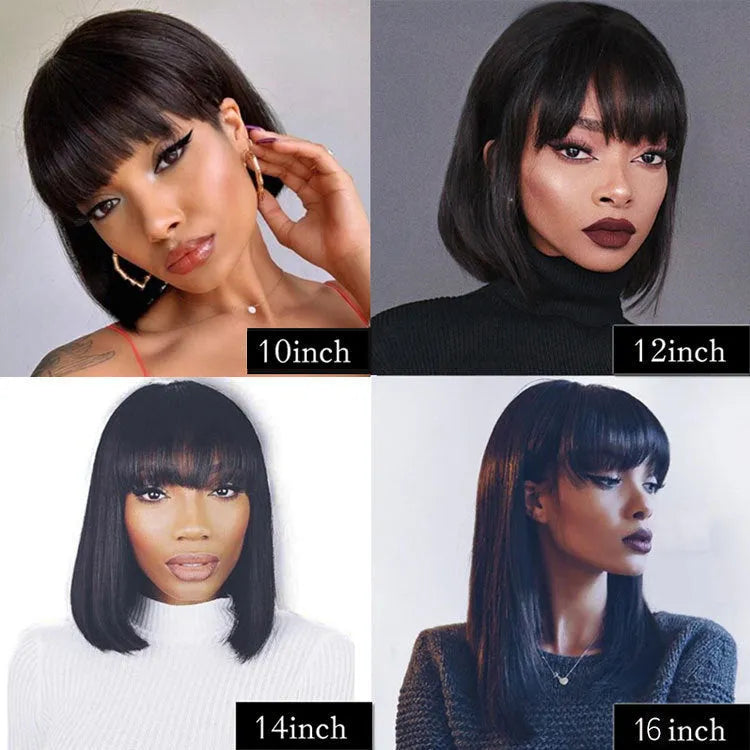 Unice Hair 10-inch black machine-made human hair wig for black women