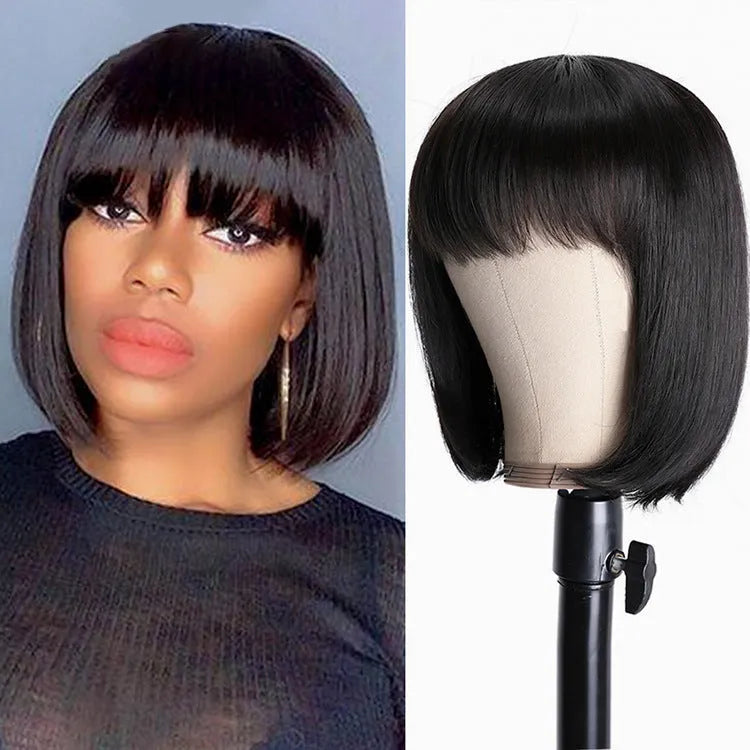 Unice Hair 10-inch black machine-made human hair wig for black women